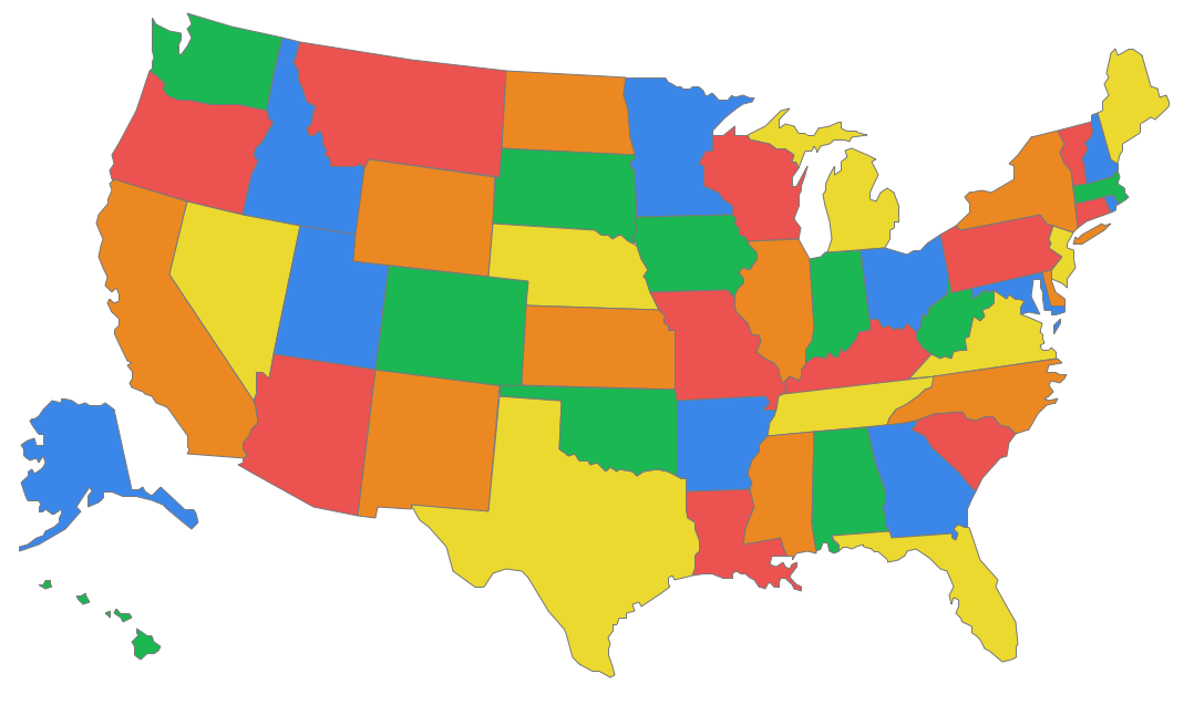 Map parts. Creative us Map. Kovid grafik USA.